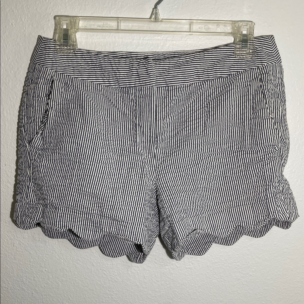 British Khaki Scalloped Striped Shorts